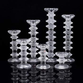 TIMO SARPANEVA, A 7-piece set of "Festivo" glass candlesticks for Iittala.