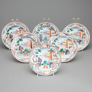ASSIETTER, 6 st, porslin, Kina, Qianlong (1735-96).