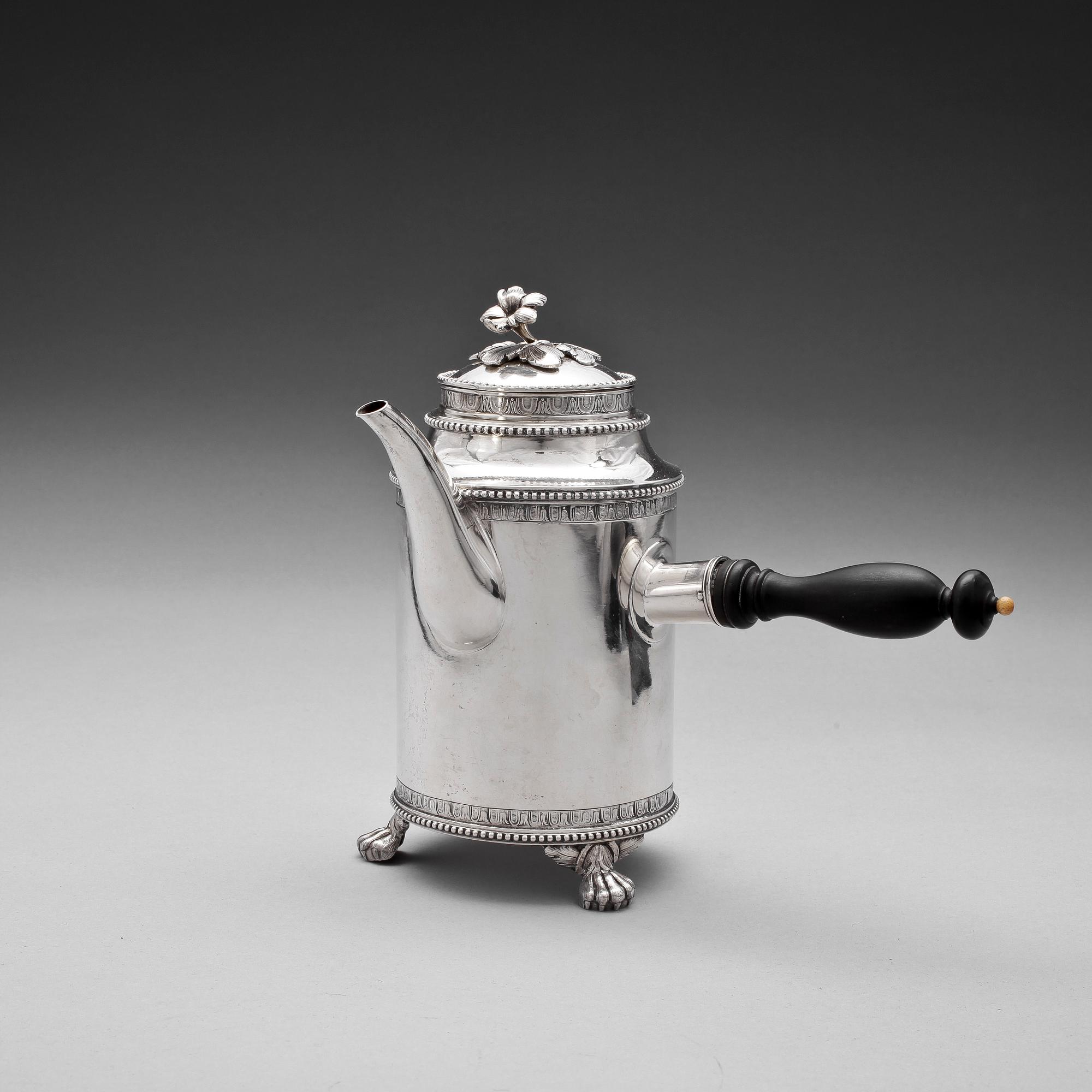 KAFFEKKANNA, silver, gustaviansk, Anders Fredrik Weise, Stockholm 1787. Vikt ca 580 gram.