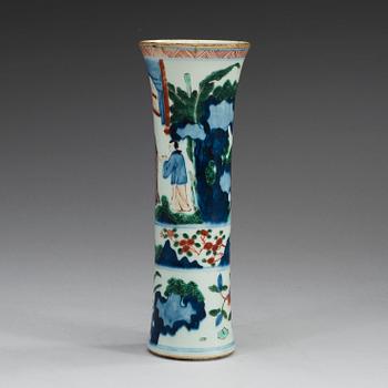 A Transitional Wucai vase, 17th Century.