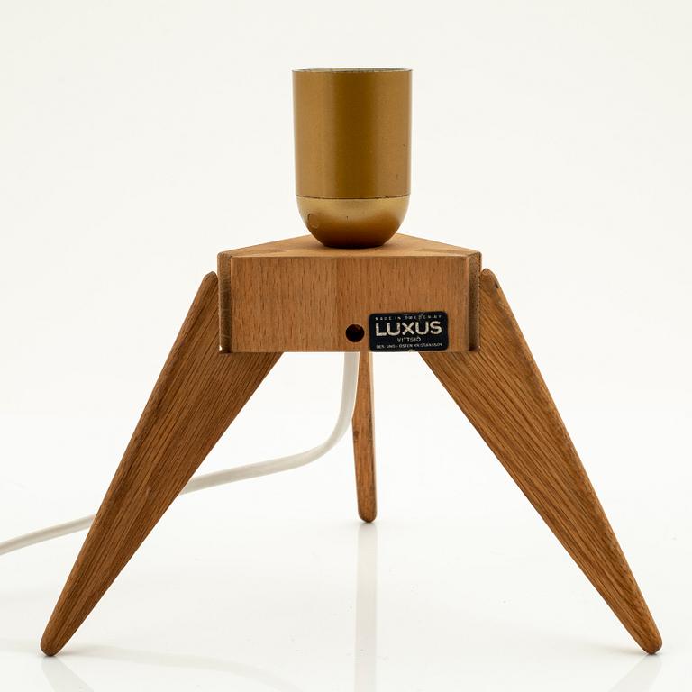 Uno & Östen Kristiansson, an oak and acrylic table light, Luxus, Vittsjö.