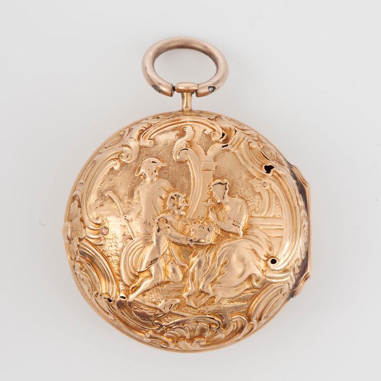 POCKETWATCH, gold, Clarke, London mid 18th century.