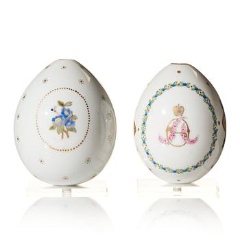 373. Two Russian porcelain Easter Eggs, 20th Century.