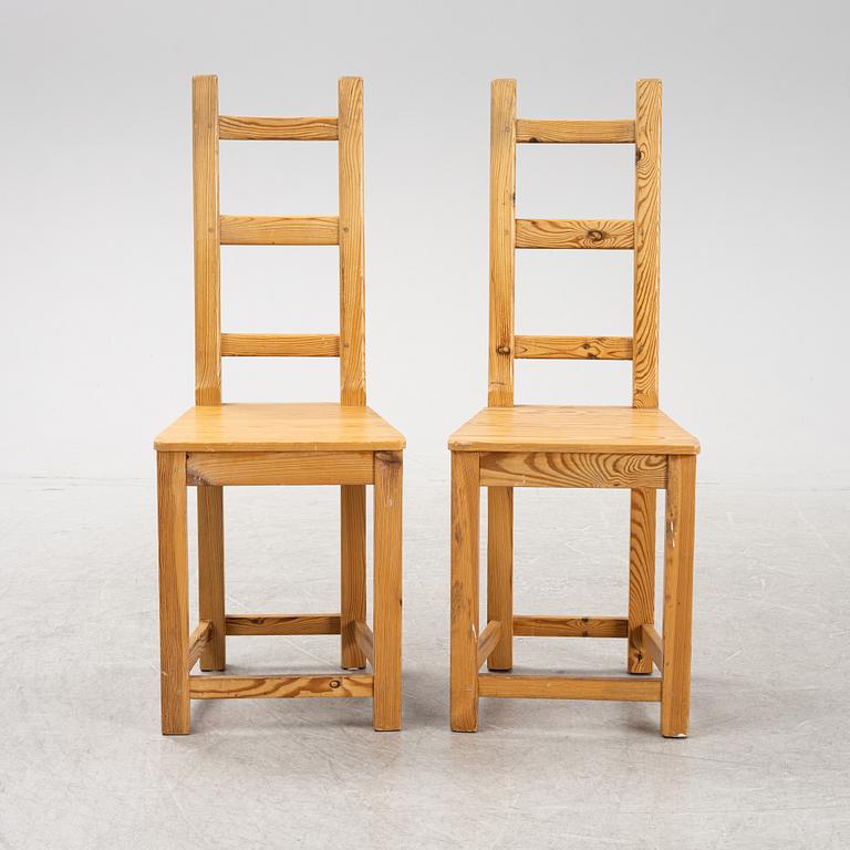 Sven Larsson, a set of six pine chairs, 1970's.