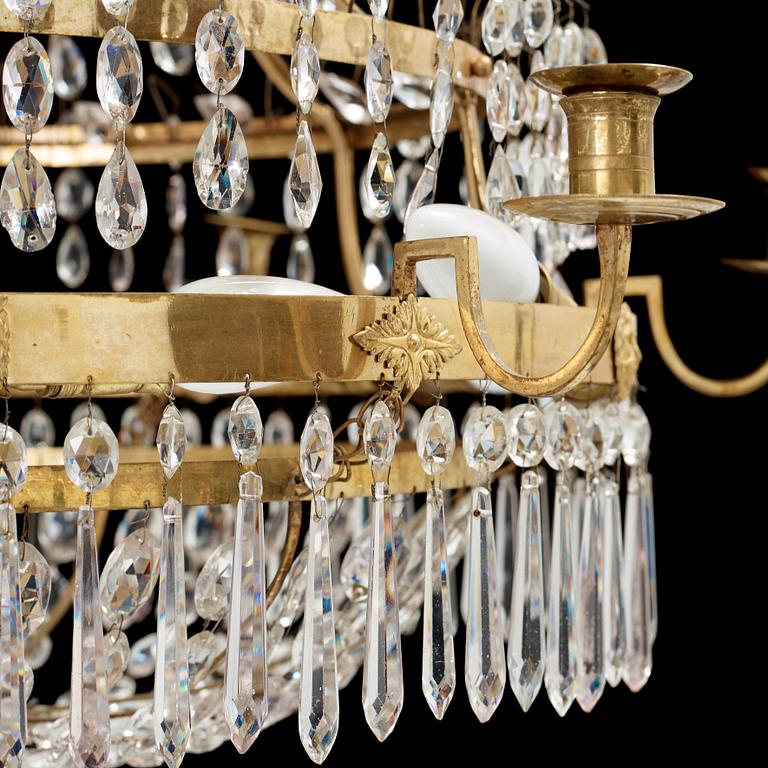 A late Gustavian circa 1800 seven-light chandelier.