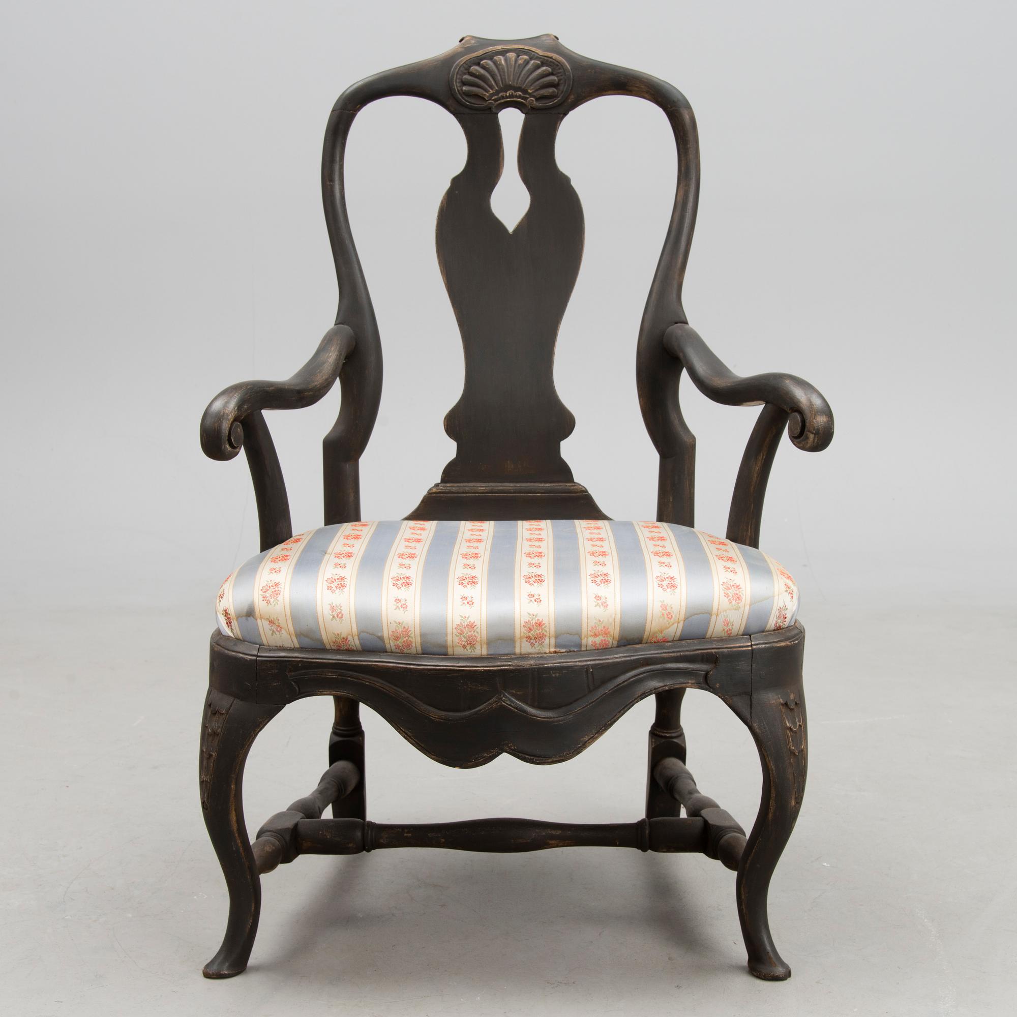 A SWEDISH ARMCHAIR, rococo 18th century.