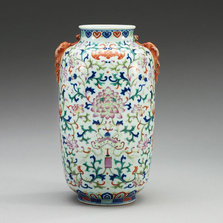 A famille rose vase, Republic, with Qianlong sealmark.