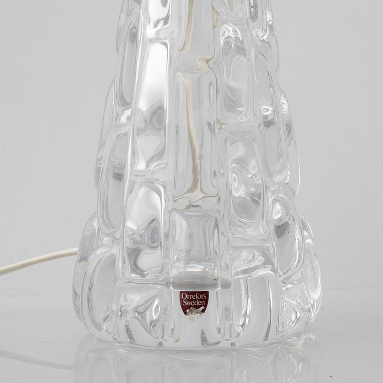 Carl Fagerlund, a pair of "RD-1477" glass table lamps, Orrefors, Sweden.