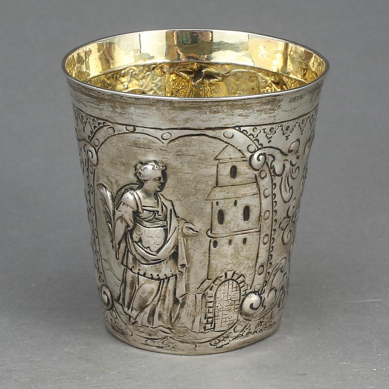 BÄGARE, silver, barockstil, troligen 1800-tal. Vikt ca 112g.