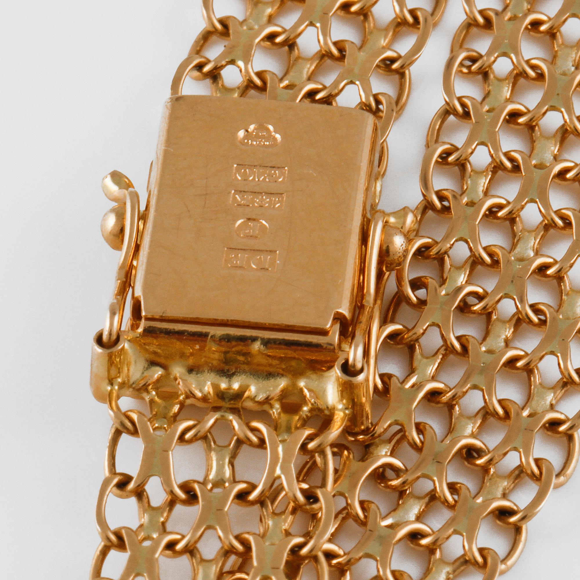 ARMBAND 18K, D Ekström, Falköping, 1981. Vikt 11,2 gram.