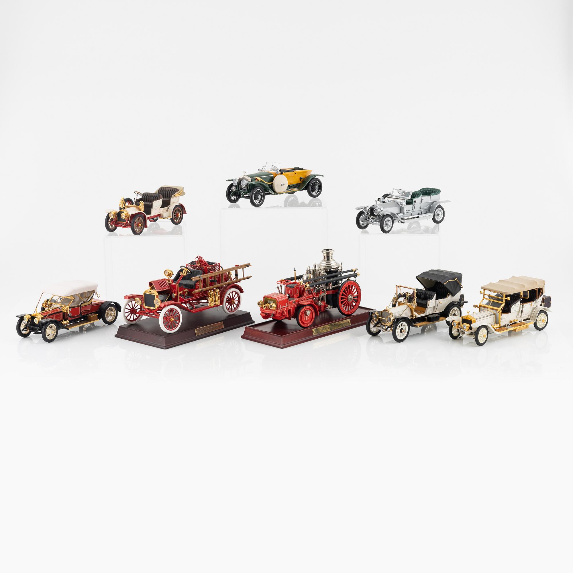 Eight die cast model cars, Franklin Mint.