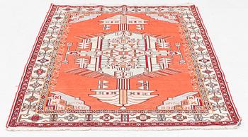 A silk Sirjan flat weave rug, c. 200 x 130 cm.