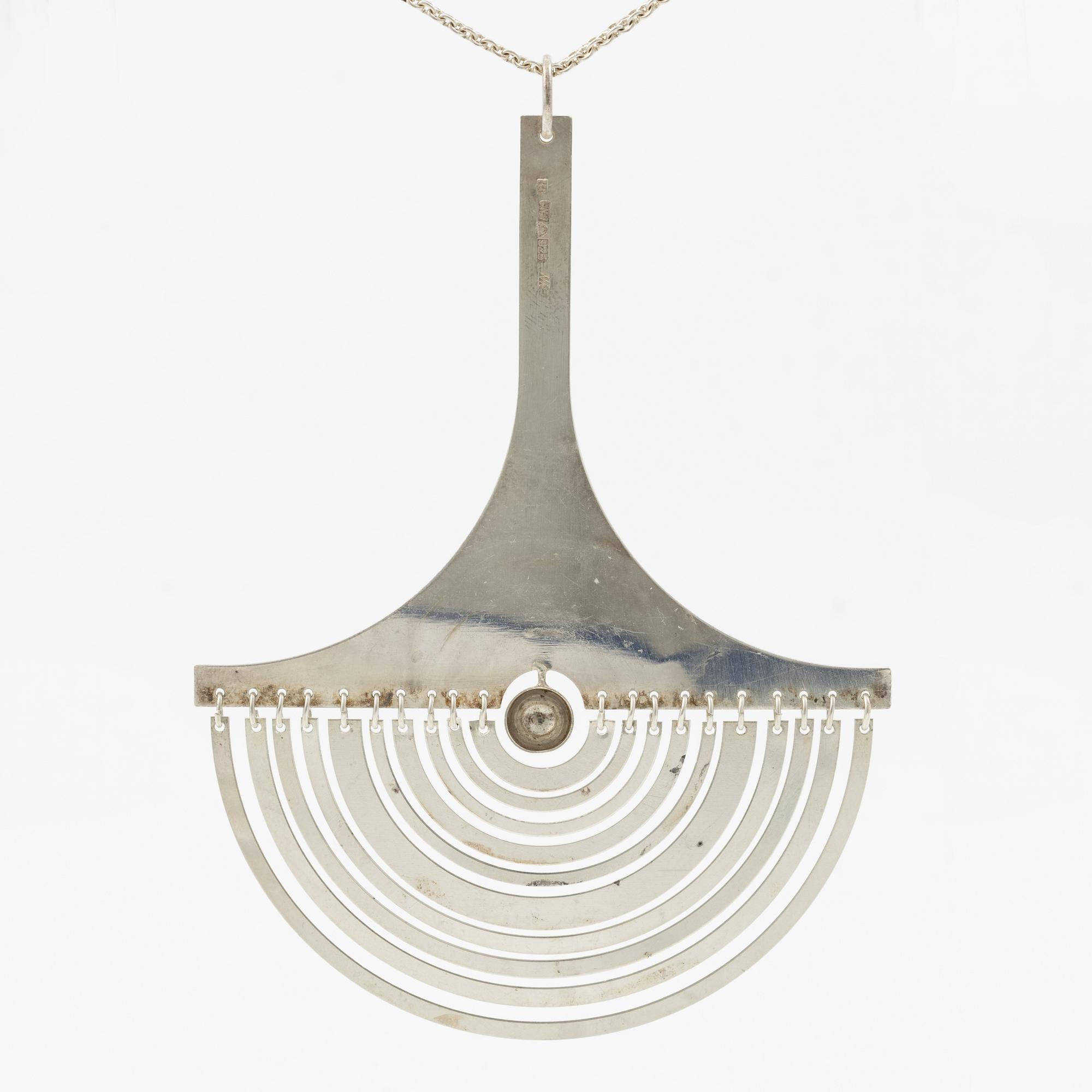 Tapio Wirkkala, Pendant "Crescent moon", sterling silver, NW Finland 1973.