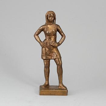 ASTRI BERGMAN-TAUBE, skulptur, guldpatinerad brons, signerad och med gjutarstämplar H. Bergman fud.
