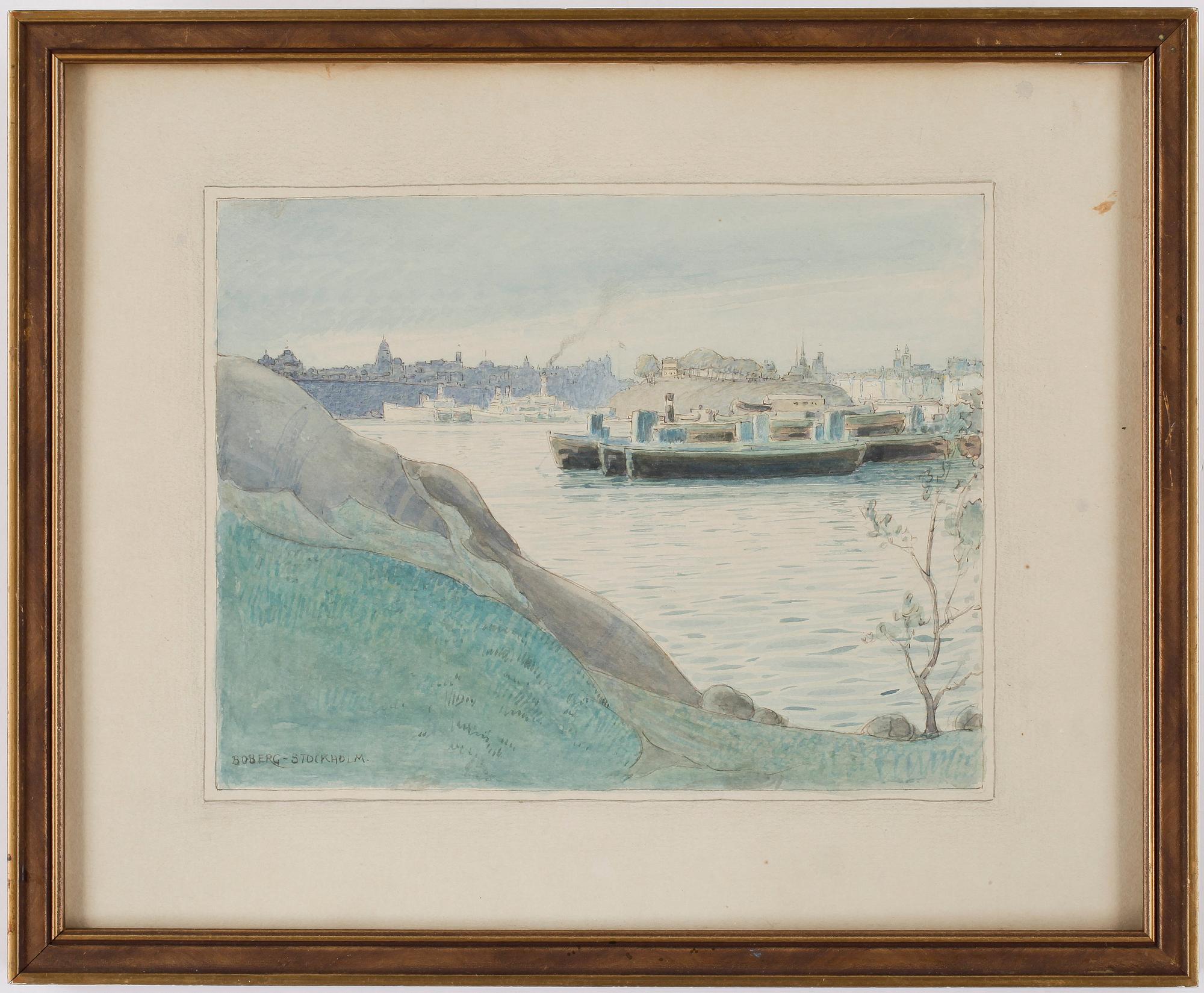 FERDINAND BOBERG, akvarell, signerad.