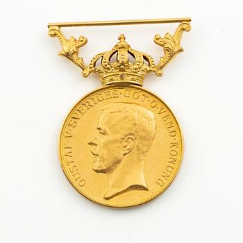 Medalj, guld, Gustav  V, Sverige, "För nit och redligher i rikets tjänst.".