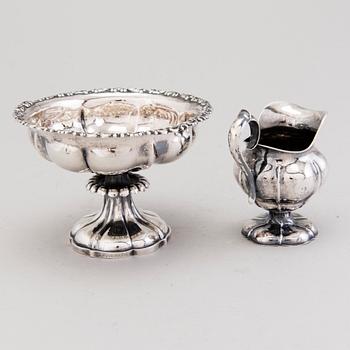 A silver sugar bowl and cream jug, mark of Johan Niclas Chorin, Kokkola and Anders Johan Holming, Hämeenlinna 1892.