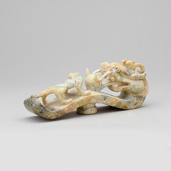 BÄLTESSPÄNNE, nefrit / jade, Kina, sannolikt 1900-tal.