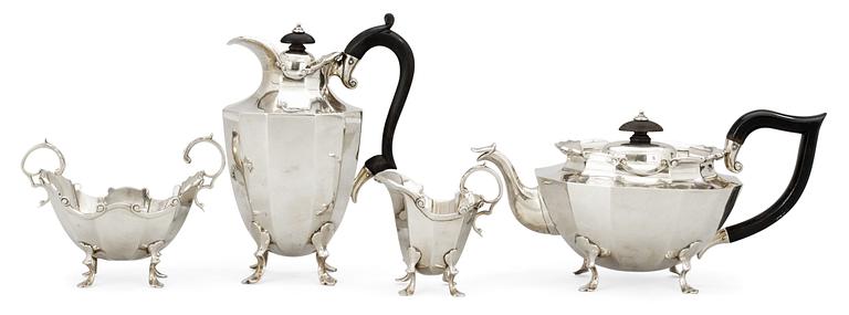 An english four pieces coffee- and tea-set, Alfred Clark, London 1905.
