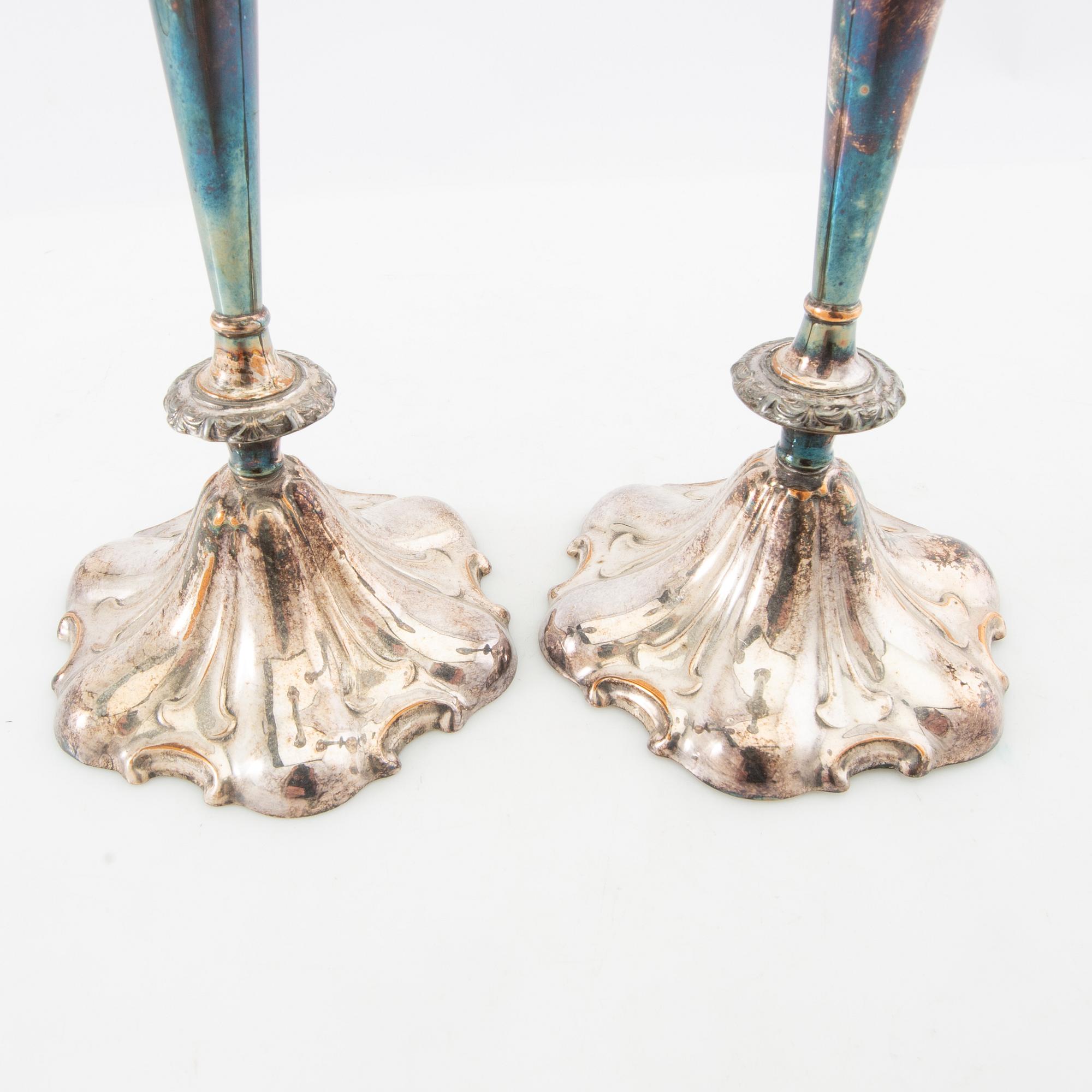 Candelsticks, a pair of silver plate, circa 1900.