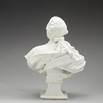 A Nymphenburg bisquit bust, ca 1800.