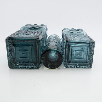 Tamara Aladin, vases, 3 pcs, glass, "Kehrä", Riihimäen Lasi, Finland, 1960s/70s.