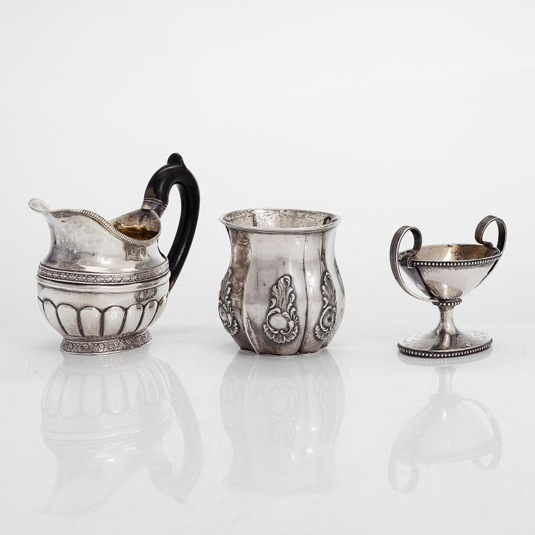 Lot of five 19th-century silver objects, Saint Petersburg, Helsinki, and Pori.