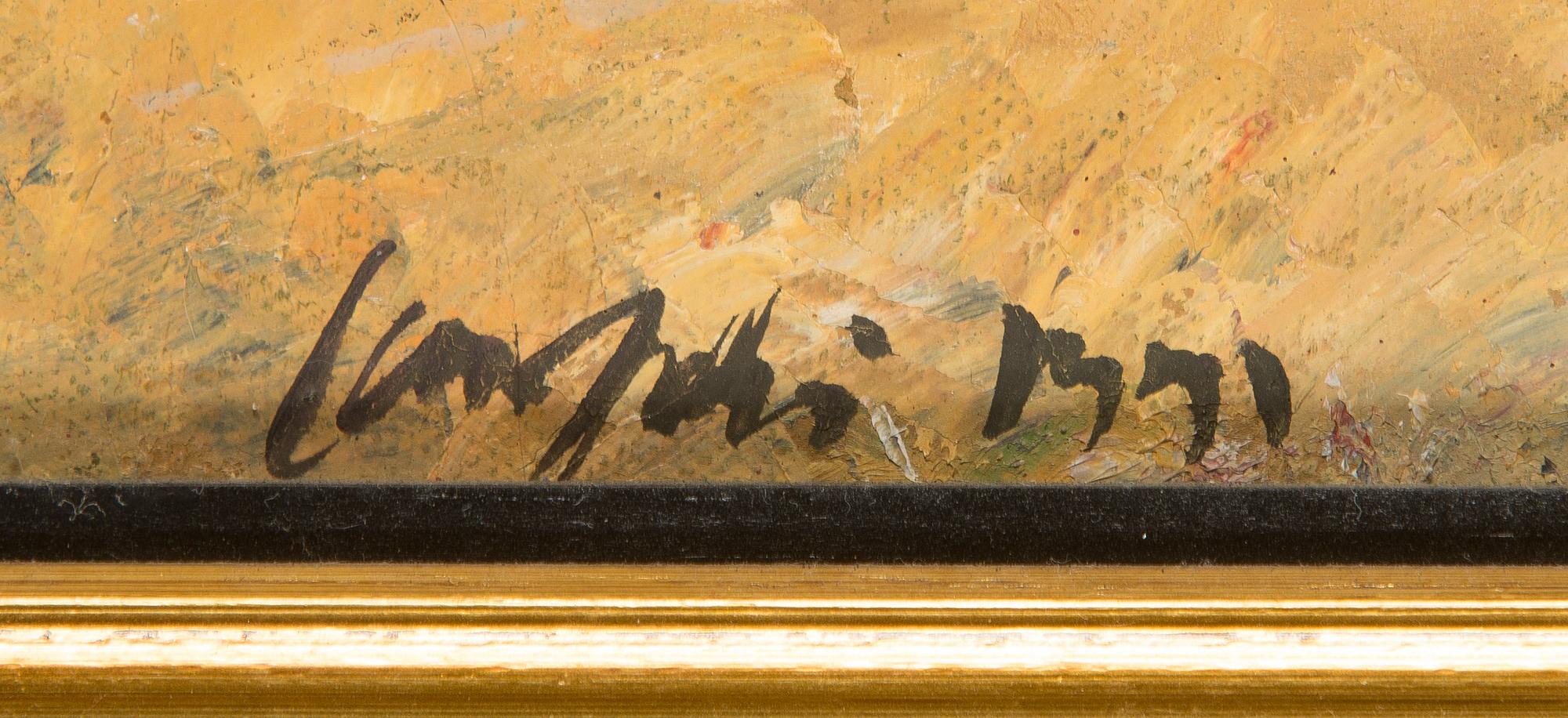 Olli Joki, oil on board, signed and dated 1991.
