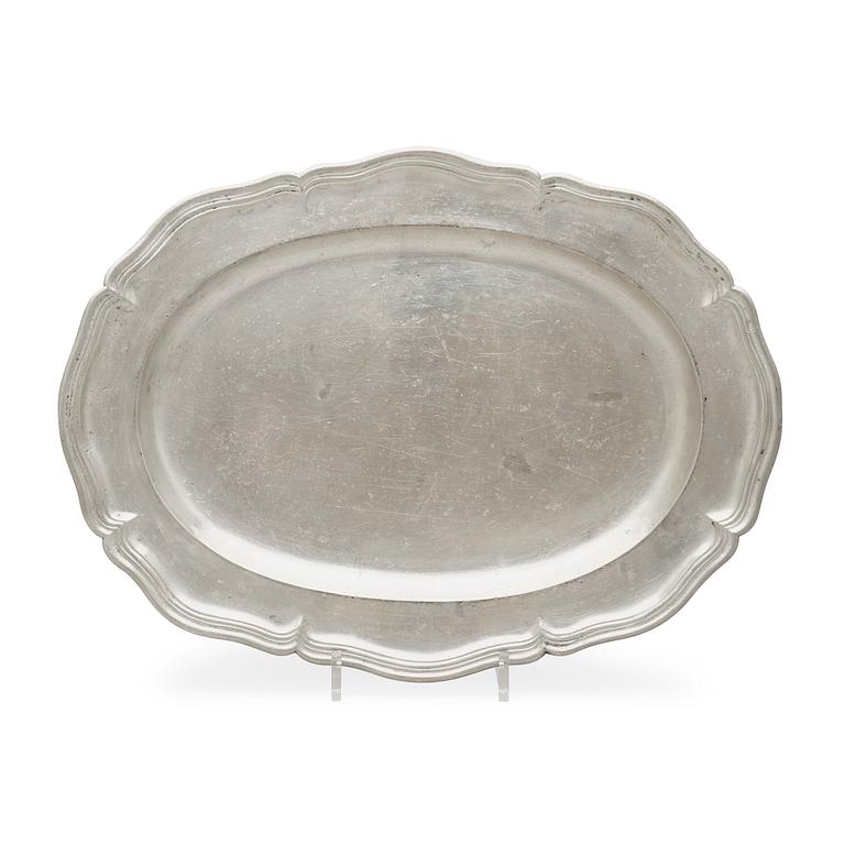 A Rococo pewter dish by J P Krietz 1764.