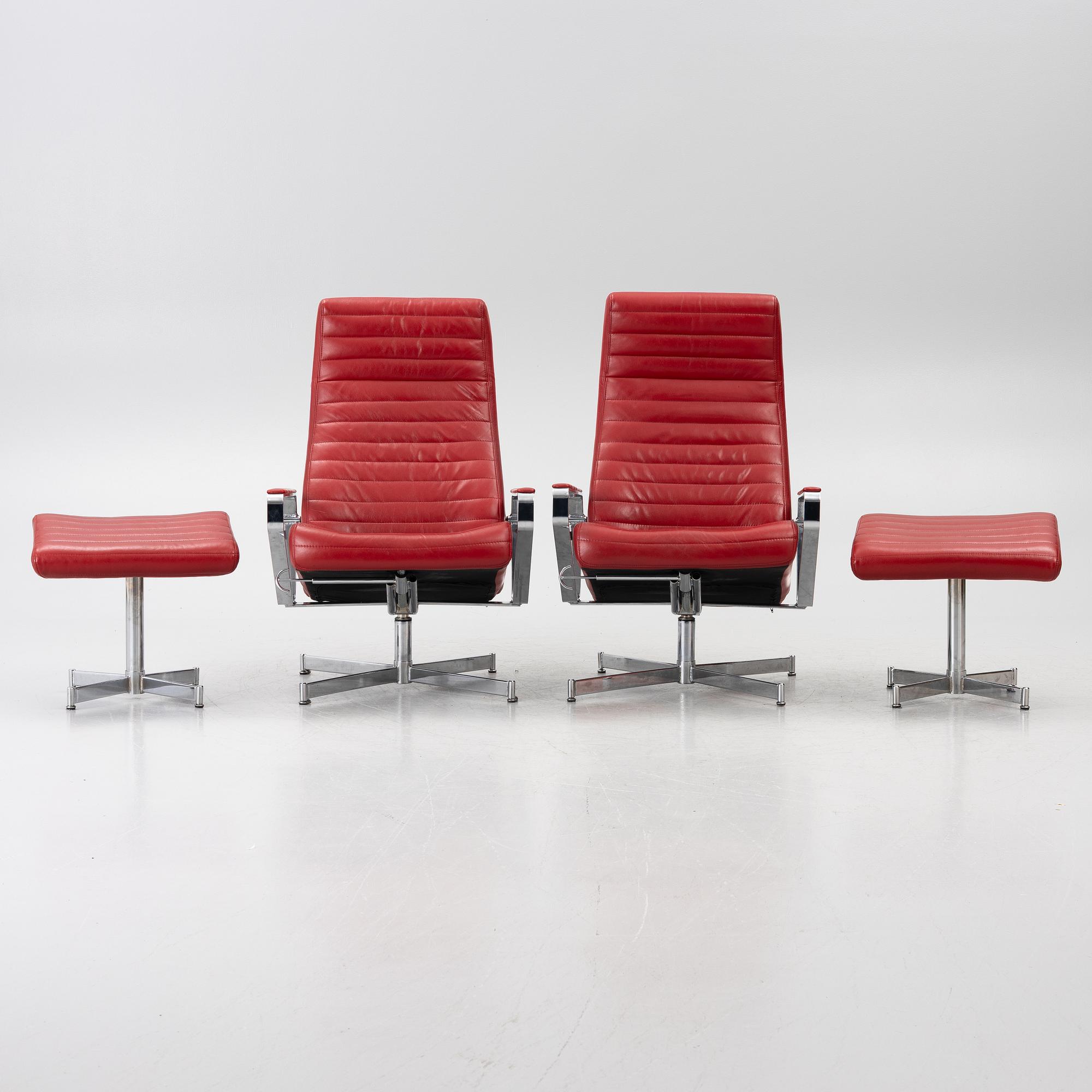 Pair of armchairs with footstool, “Vitesse”, Bolia.
