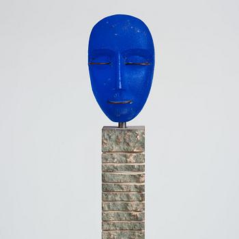 Bertil Vallien, a sand casted 'Head' glass sculpture, Kosta Boda, Sweden ca 1996.