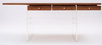 A Poul Nørreklit palisander top desk with plexiglass base, Sigurd Hansens Møbelfabrik, Denmark 1960's.