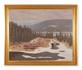 Gustaf Fjaestad, A Winter landscape from Värmland.