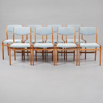 STOLAR, 8 st, "Nr. 104", Harbo Sølvsten och Palle Pedersen för J. C. A. Jensen, Aarhus, Danmark, omkring 1960.