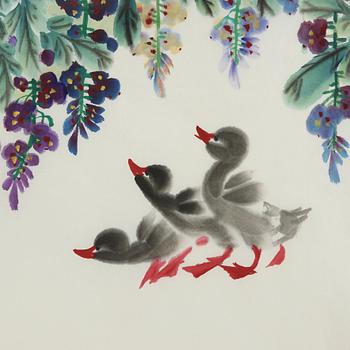 A painting by Deng Baiyuejin (1958-), "Spring garden" (man yuan chun se), signed and dated 2008.