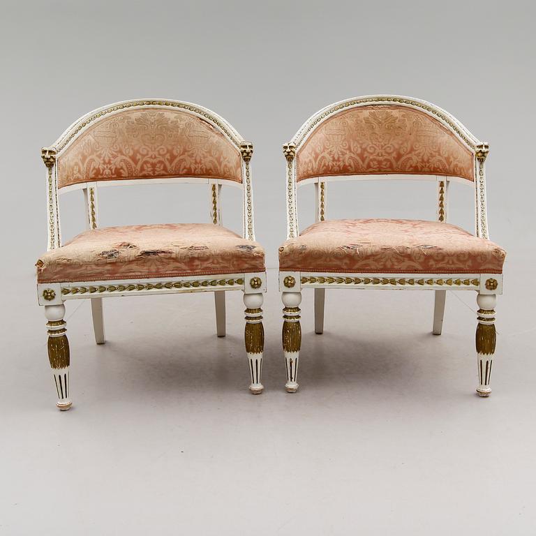 BALJFÅTÖLJER, 1 par, sengustaviansk stil, 1900-talets början.