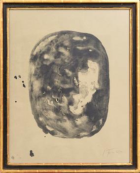 Lucio Fontana, a signed and numbered etching with relievo and perforation.
