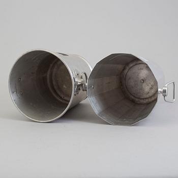 a set of aluminium champagne coolers, late 20th century.