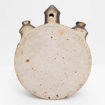 Francesca Mascitti-Lindh a ceramic pilgrim's bottle/sculpture, signed FML Arabia.