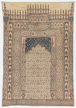 A prayer rug, antique Kalamkari, Isfahan Qajar dynasty, c. 128 x 90 cm.