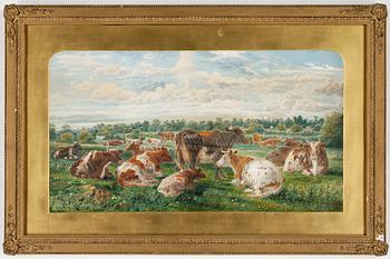 Okänd konstnär 1800-tal · OKÄND KONSTNÄR, akvarell med täckvitt, sign P H STAINES o dat 1868, England.