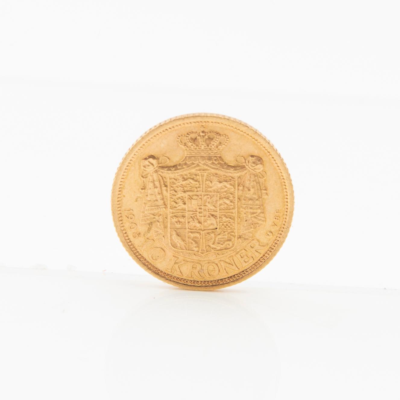 Gold coin 10 kroner 1908 Denmark Frederik VIII.