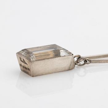 Wiwen Nilsson, Pendant, sterling silver with faceted rock crystal, Lund 1944.