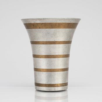 Estrid Ericson, a pewter vase with brass decor, Svenskt Tenn, Stockholm 1936.