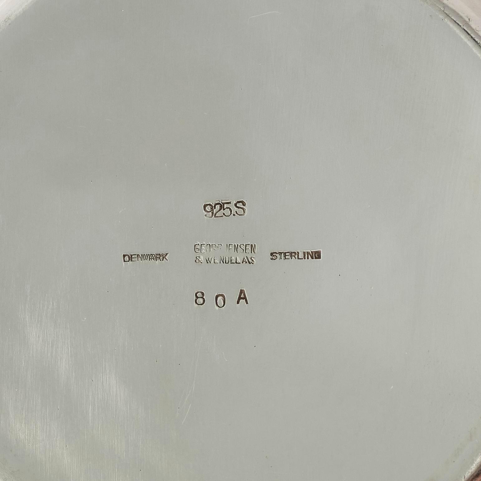 Georg Jensen, a sterling silver 3 pieces coffee set, Copenhagen, Denmark, after 1945, design no 80A.