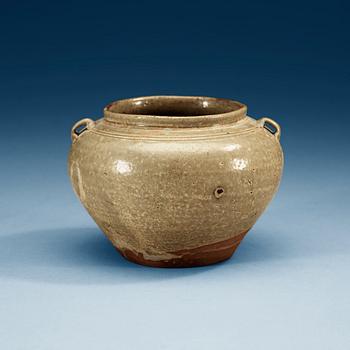 A celadon glazed jar, Yuan dynasty (1271-1368).