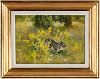 Thure Wallner, oil on paper-panel, signed.