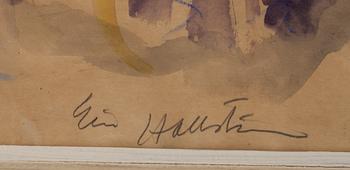 ERIK HALLSTRÖM, akvarell och pastell, signerad.