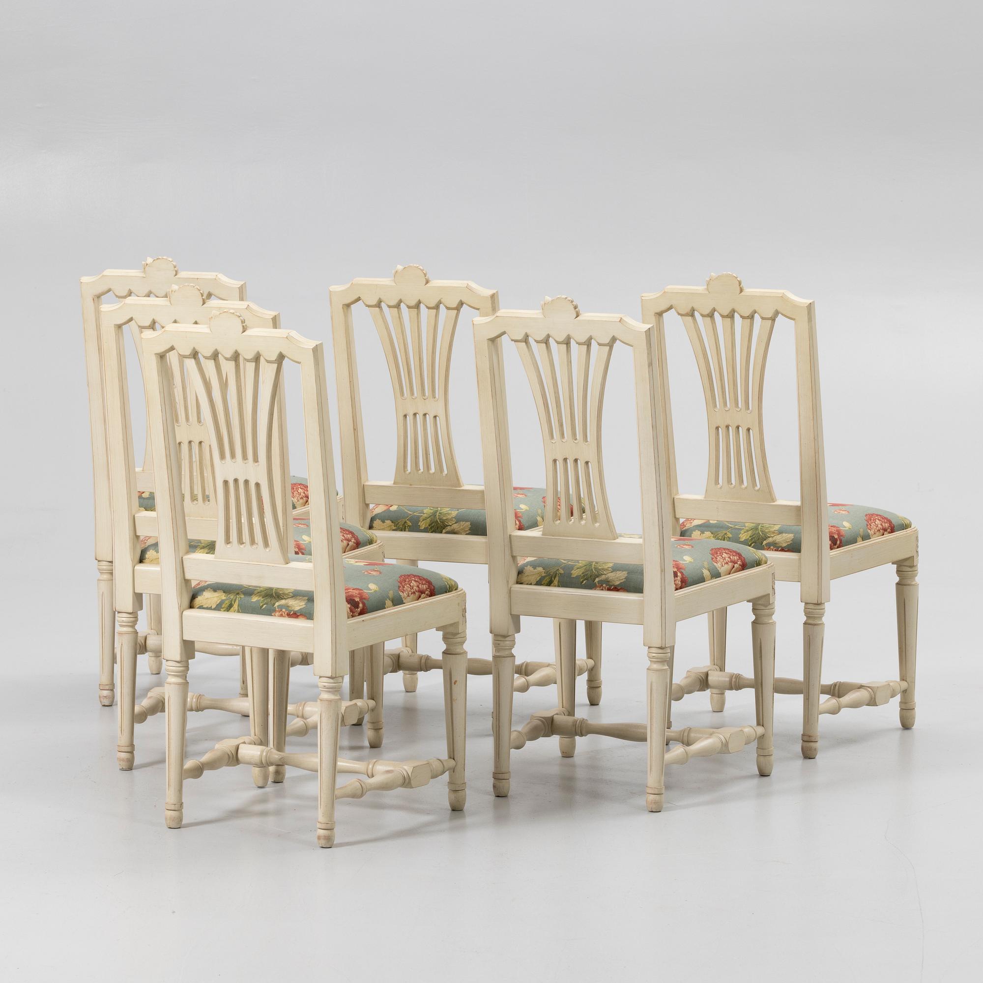 Dining set, 7 pieces, Gustavian style, 20th century.