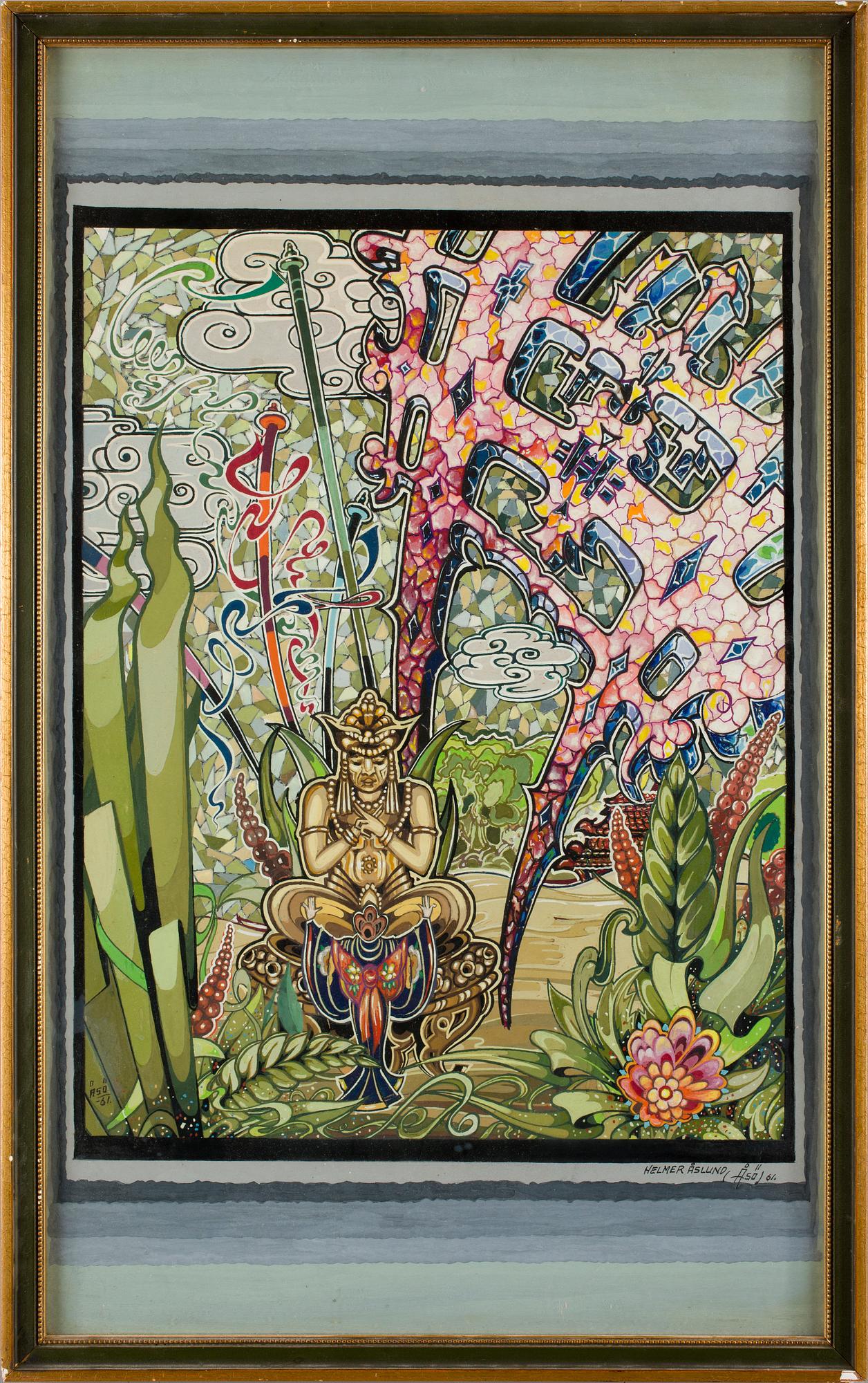 HELMER ÅSLUND(ÅSÖ), gouache. Sign o dat 61.